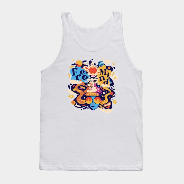 Free Your Mind // 60s Psychedelic Trippy Graphic Tank Top by SLAG_Creative